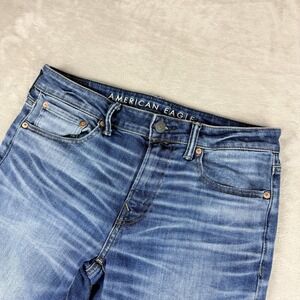 American Eagle Jeans Mens 31x32 (33x30) Blue Original Straight Airflex Med Wash